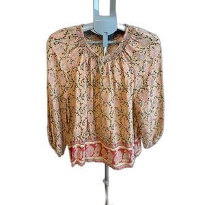 Lucky Brand Peasant Top Tie Front Size Large/XL Cottagecore Prairie Vibe